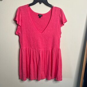Torrid - V-Neck Smocked Babydoll Top - size 0